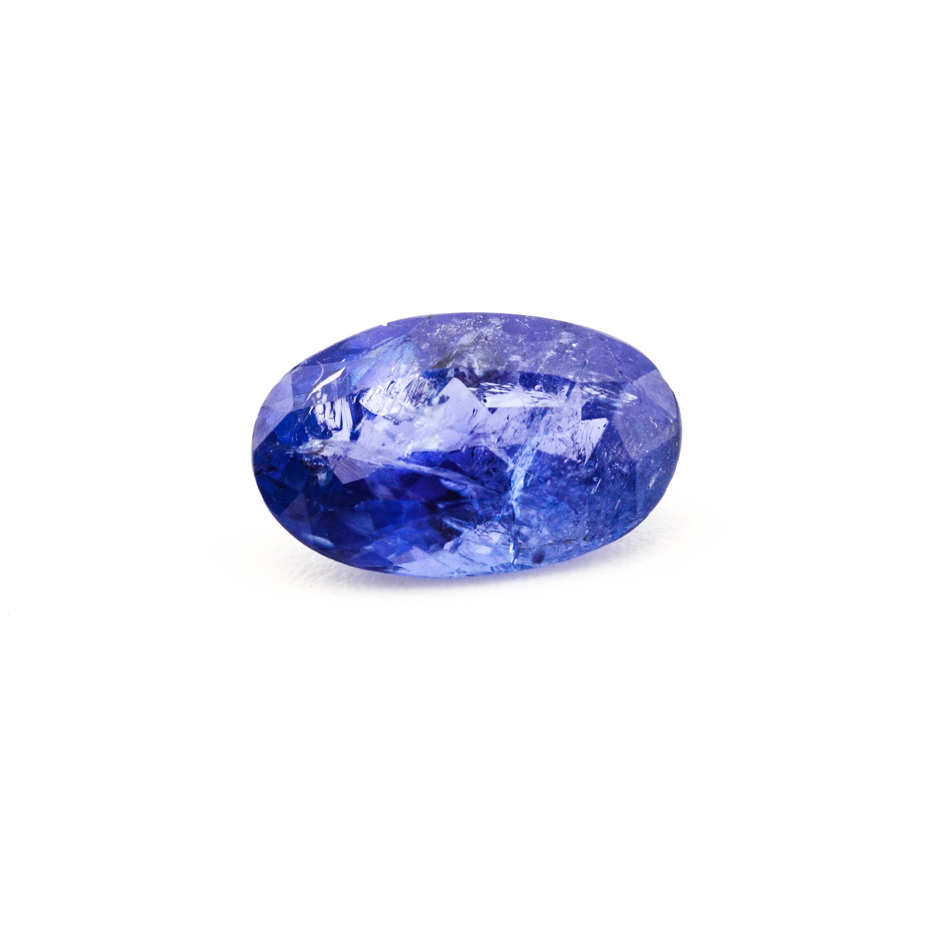 Blue gemstone on a white background